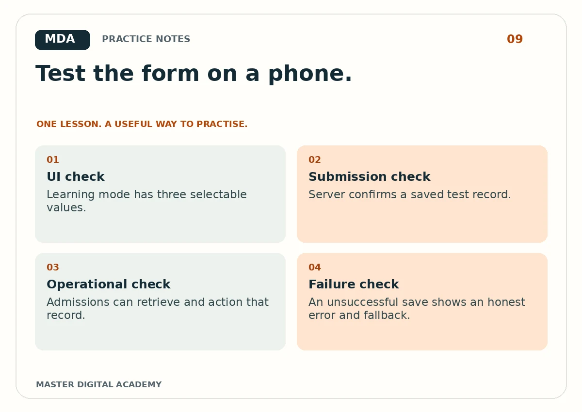 Practice graphic for Mobile Enquiry Form Audit: Find the Problems Before Buying Traffic