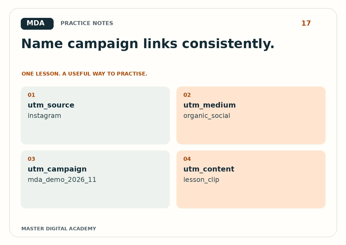 Practice graphic for UTM Naming Conventions: Make Campaign Links You Can Actually Compare